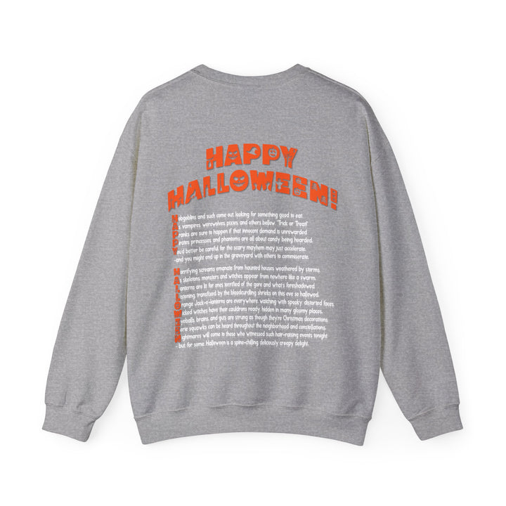 Happy Halloween Acrostic Poem  Sweatshirt - Creepy Black Pumpkin