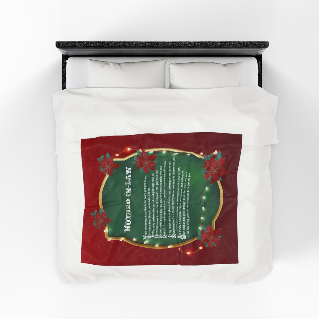 Mother-in-Law Acrostic Poem Velveteen Plush Blanket - Poinsettias