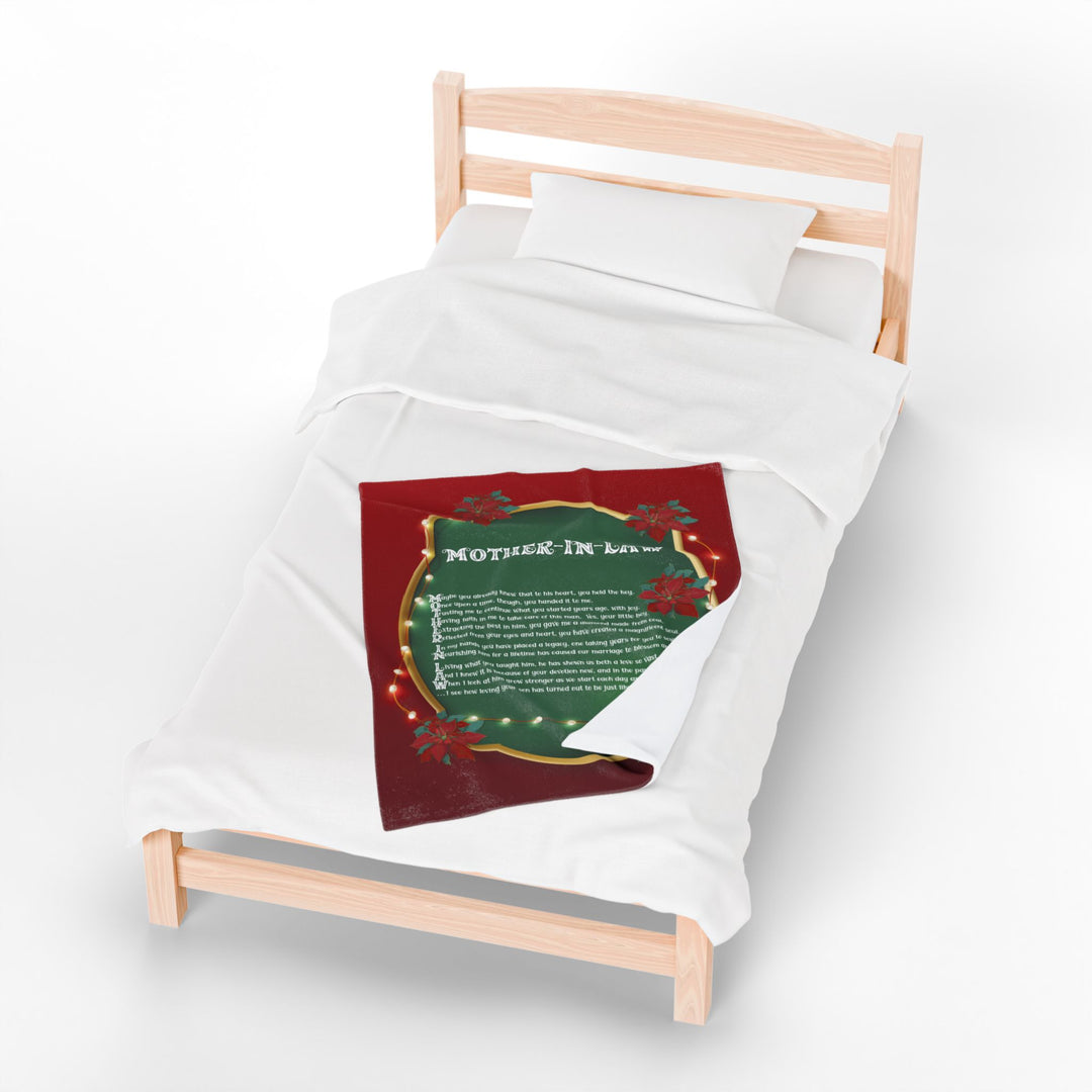 Mother-in-Law Acrostic Poem Velveteen Plush Blanket - Poinsettias