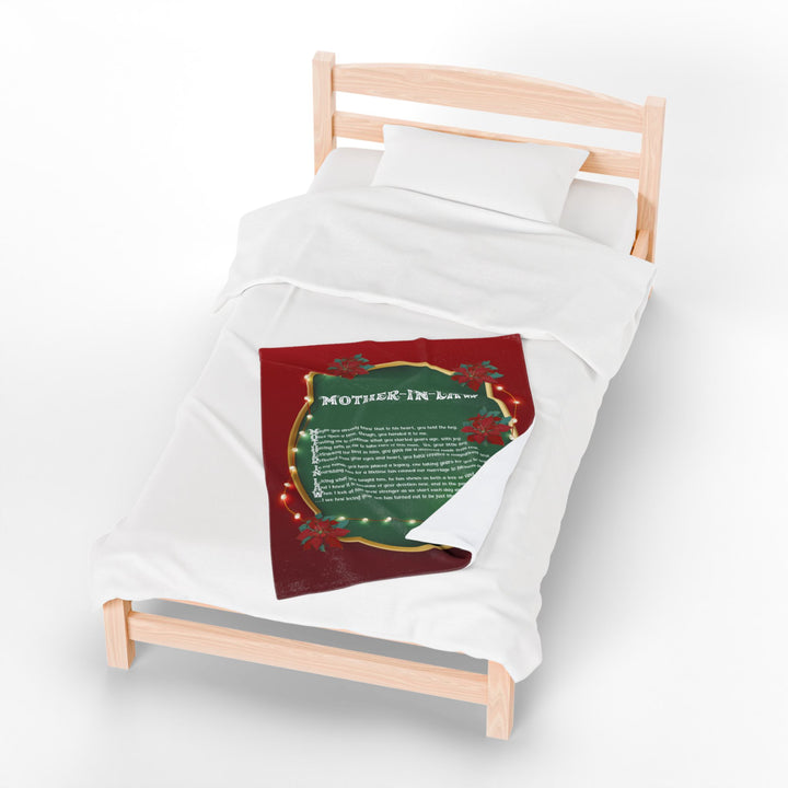 Mother-in-Law Acrostic Poem Velveteen Plush Blanket - Poinsettias