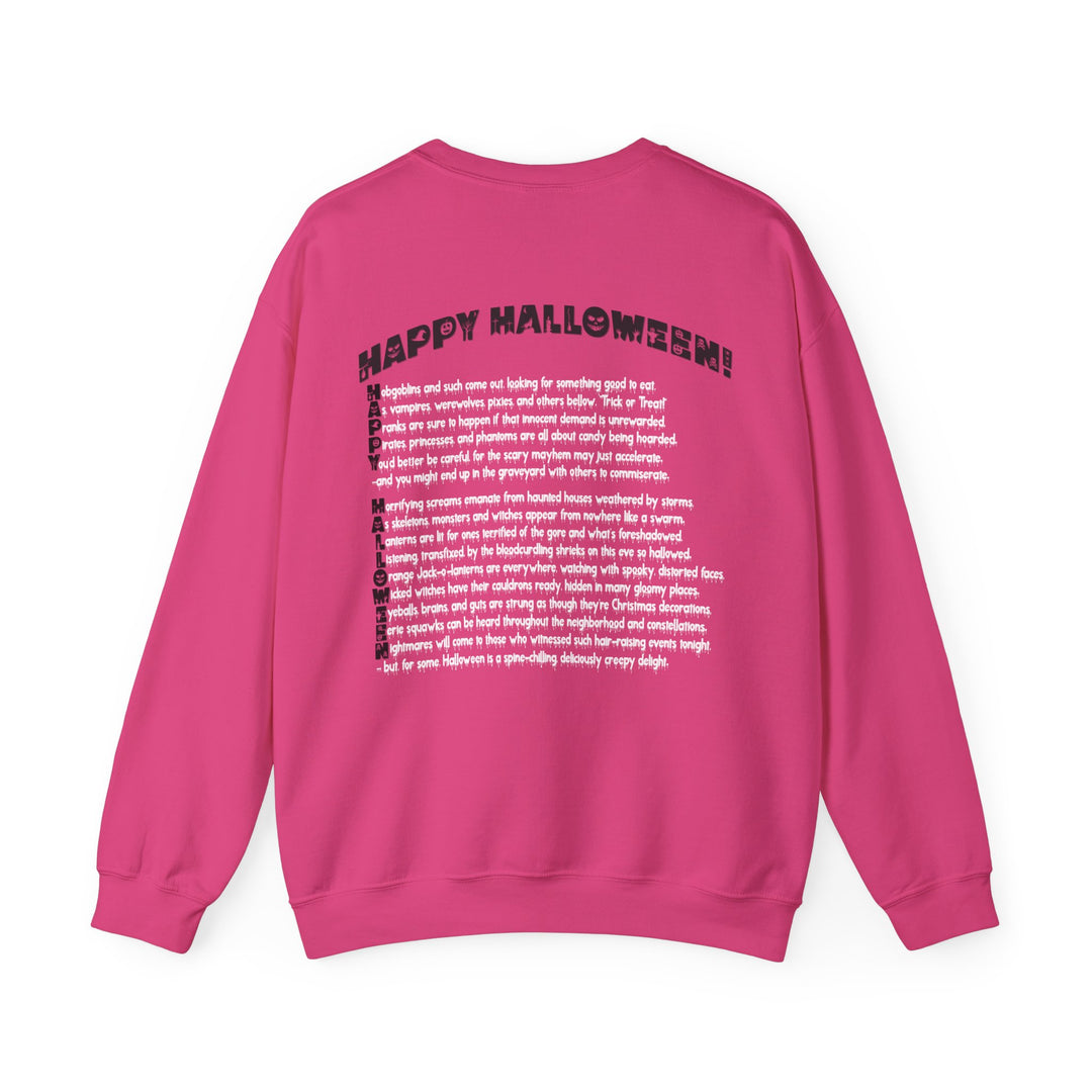 Happy Halloween Acrostic Poem  Sweatshirt - Creepy Black Pumpkin
