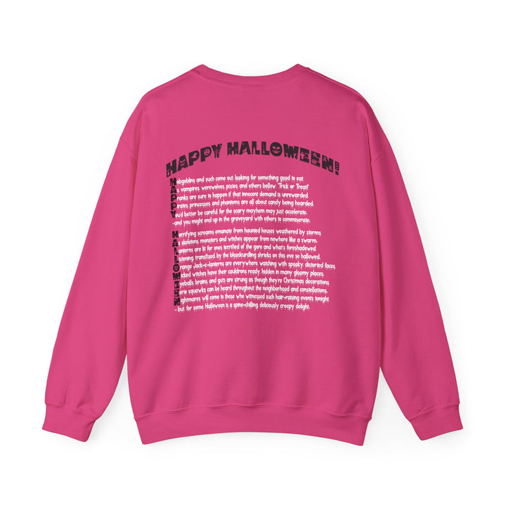 Happy Halloween Acrostic Poem  Sweatshirt - Creepy Black Pumpkin