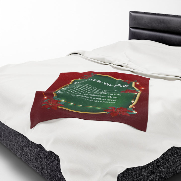 Mother-in-Law Acrostic Poem Velveteen Plush Blanket - Poinsettias
