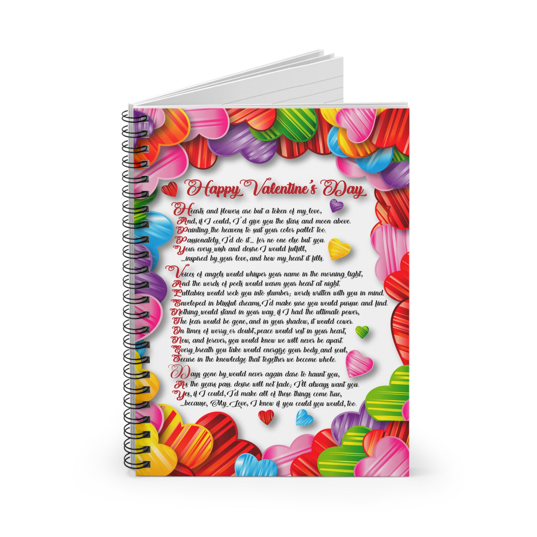 Happy Valentine's Day Acrostic Poem Spiral Notebook - Ruled Line - Candy Hearts