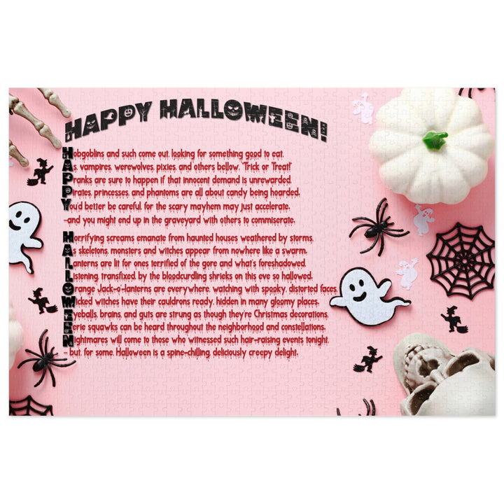 Happy Halloween Acrostic Poem Jigsaw Puzzle - Tin Box - Pink