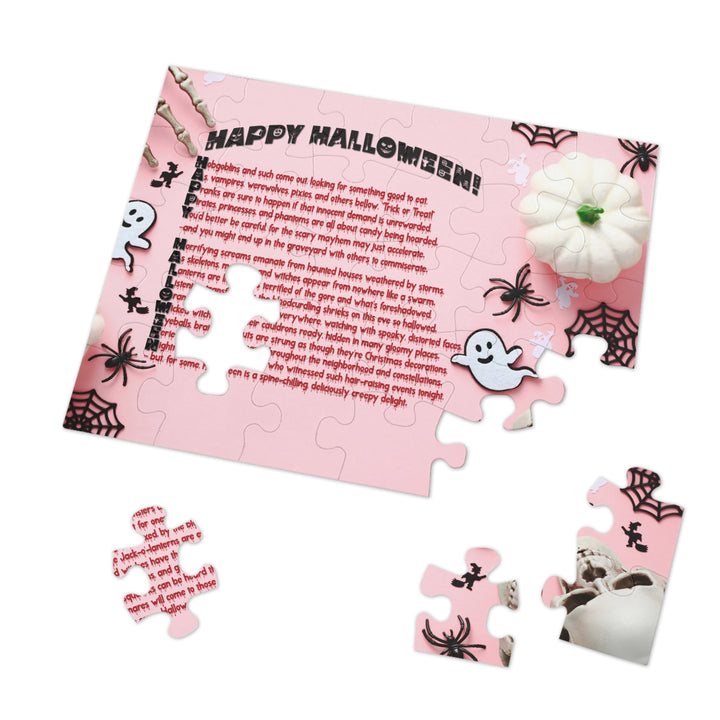 Happy Halloween Acrostic Poem Jigsaw Puzzle - Tin Box - Pink