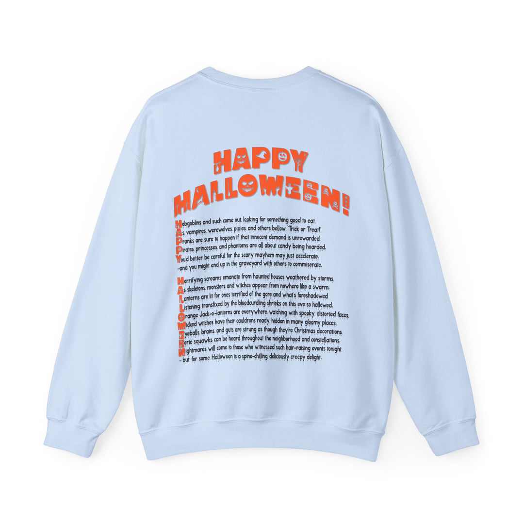 Happy Halloween Acrostic Poem  Sweatshirt - Creepy Black Pumpkin
