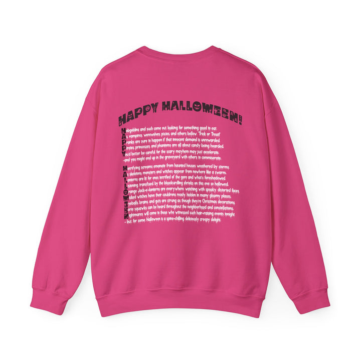 Happy Halloween Acrostic Poem Sweatshirt - Creepy Pink