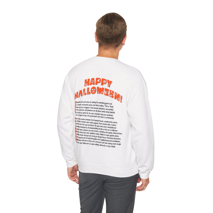 Happy Halloween Acrostic Poem  Sweatshirt - Creepy Black Pumpkin