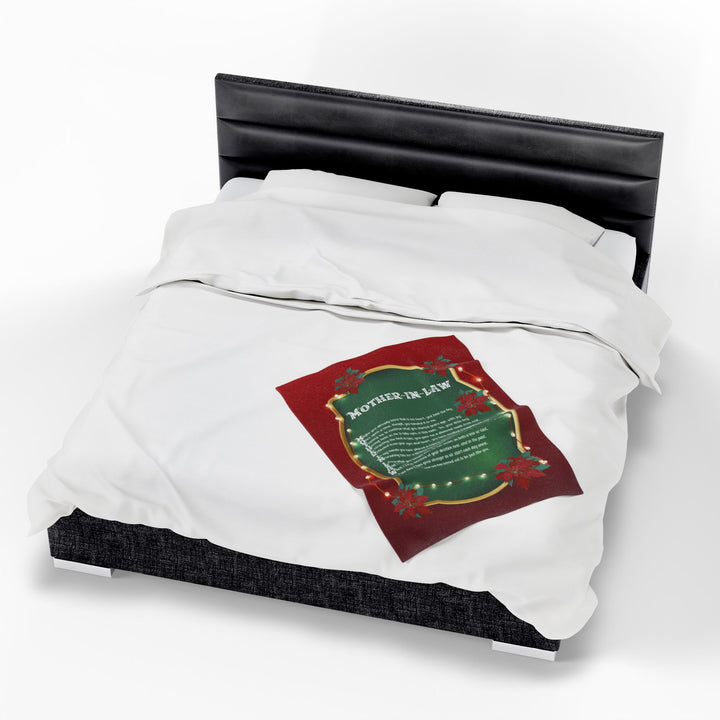 Mother-in-Law Acrostic Poem Velveteen Plush Blanket - Poinsettias