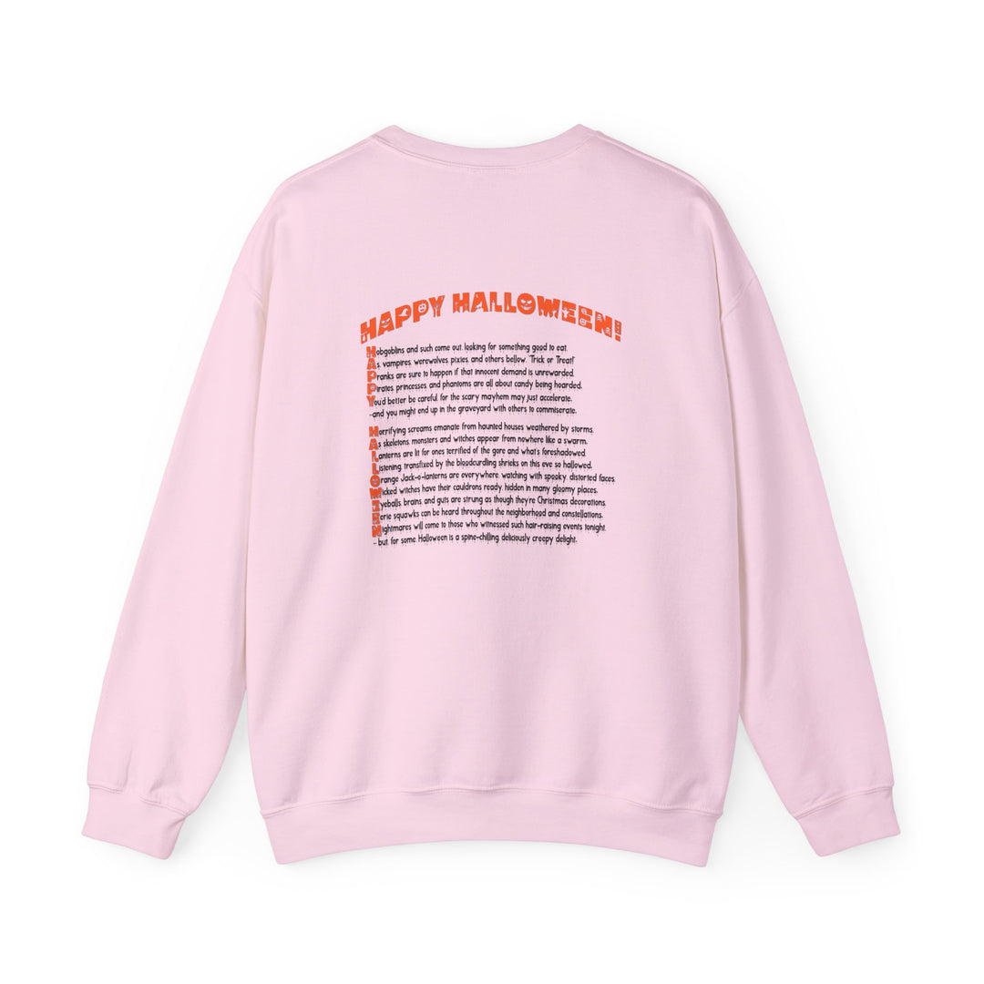 Happy Halloween Acrostic Poem Sweatshirt - Creepy Pumpkin