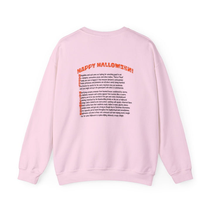 Happy Halloween Acrostic Poem Sweatshirt - Creepy Pumpkin