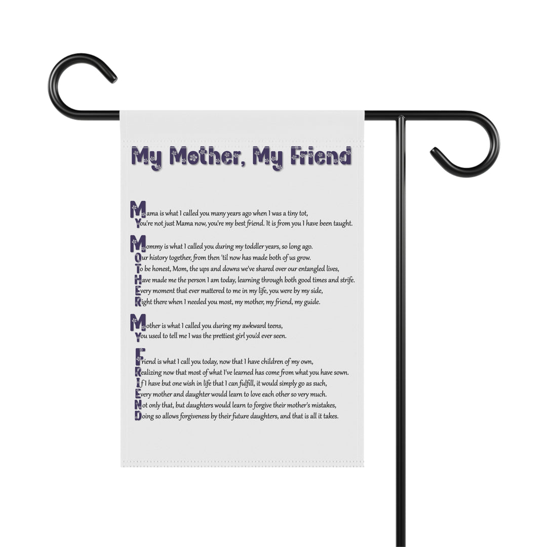 My Mother, My Friend Acrostic Poem outdoor/Garden Banner - Flower Font