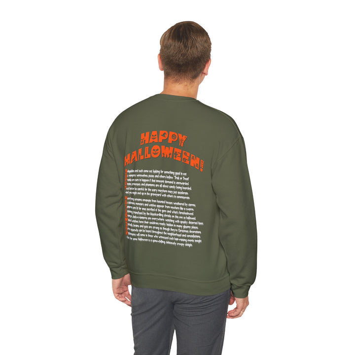 Happy Halloween Acrostic Poem  Sweatshirt - Creepy Black Pumpkin