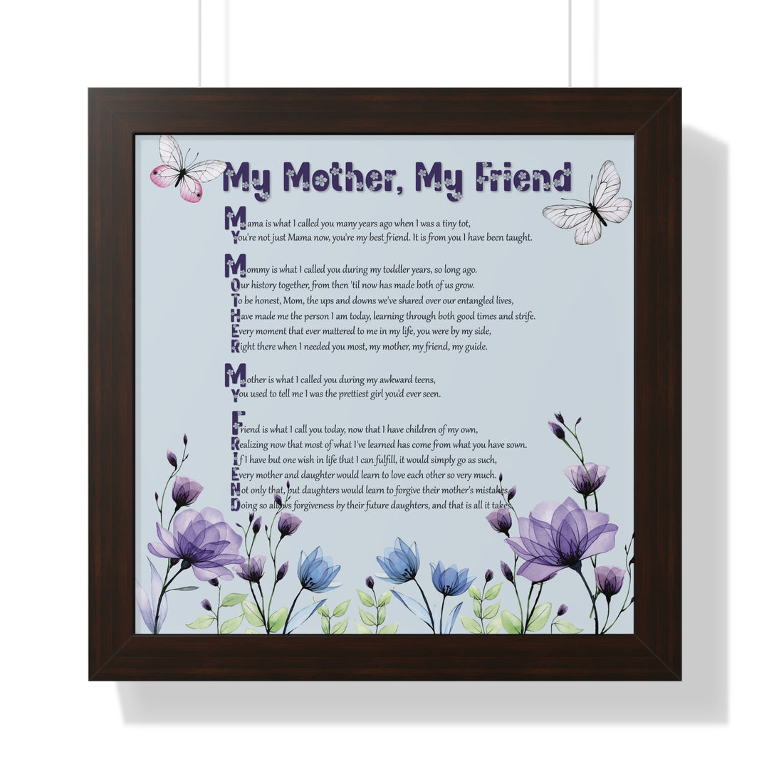It's Just a Phrase "Mother-in-Law" Framed Horizontal Acrostic Poem Print- Floral