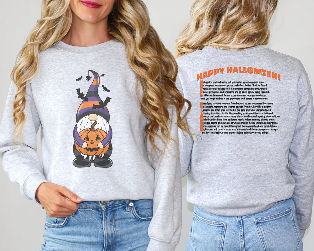 Happy Halloween, Gnome Sweatshirt, Halloween Gnome, Halloween Gnome sweatshirt, Fall Sweatshirt, Gnome Sweater, Fall, Acrostic Poem