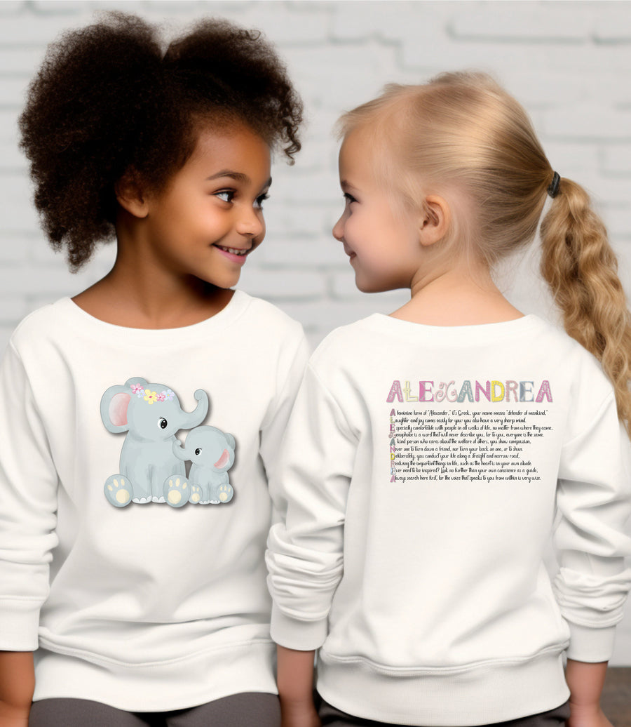 Personalized Name T-shirt, Toddler Long Sleeve T-Shirt, Baby Elephant and Mommy T-shirt, Baby Elephant Toddler T-Shirt Acrostic Poem T-Shirt