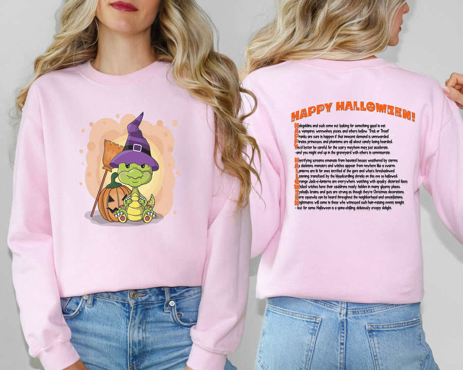 Cute Dragon Happy Halloween, Halloween Sweatshirt, Halloween Dragon, Dragon Sweatshirt, Fall Sweatshirt, Pumpkin Sweater, Acrostic Poem