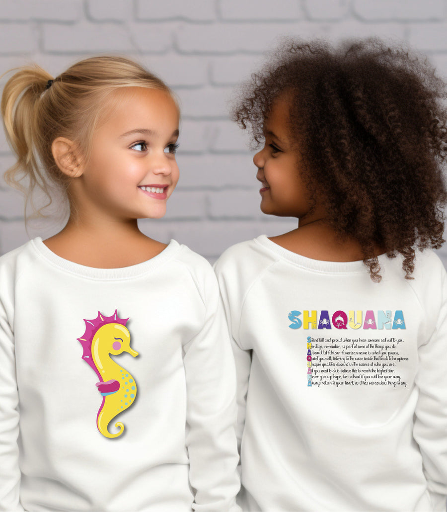 Personalized Name T-shirt, Toddler Long Sleeve T-Shirt, Seahorse T-shirt, Seahorse Toddler T-Shirt, Acrostic T-Shirt, Seahorse