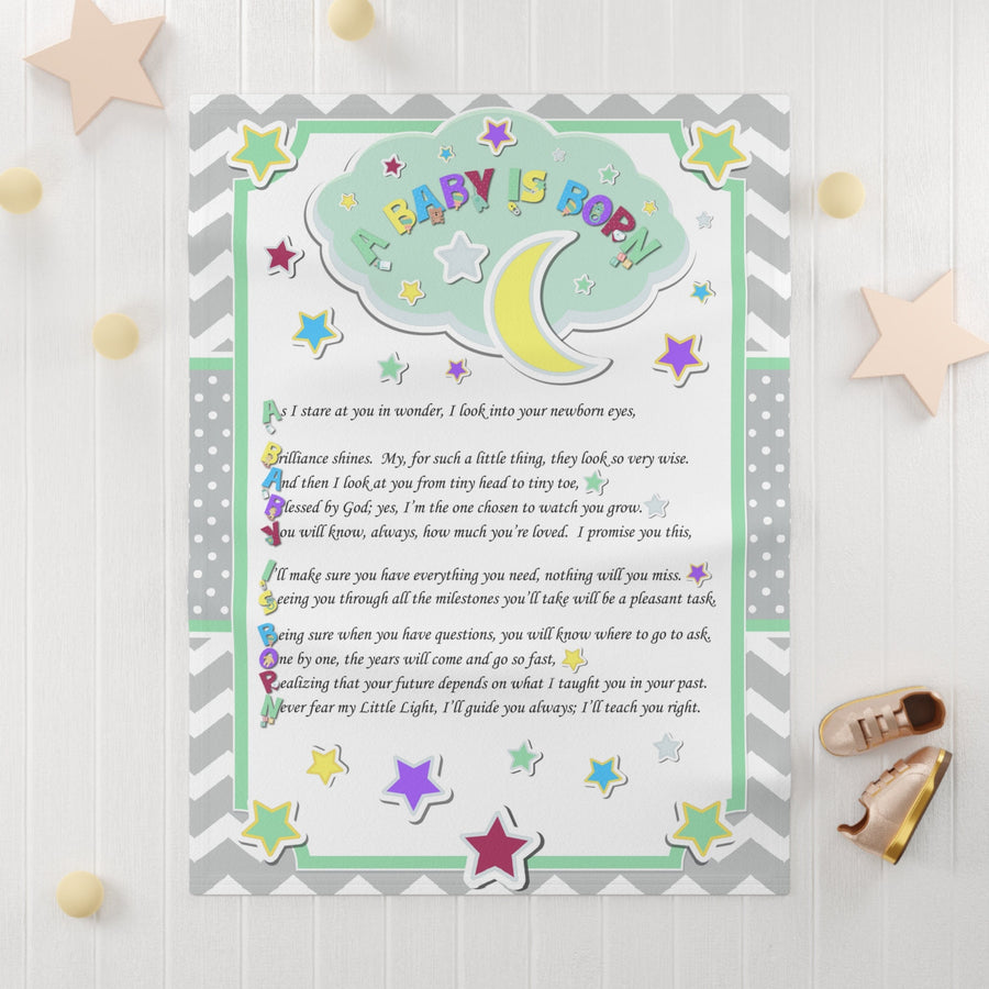 A Baby is Born, Baby Blanket, Baby Shower, Nursery decor, Newborn Blanket, Baby Shower Gift, Unique Baby Blanket, Acrostic Poem, New Mom