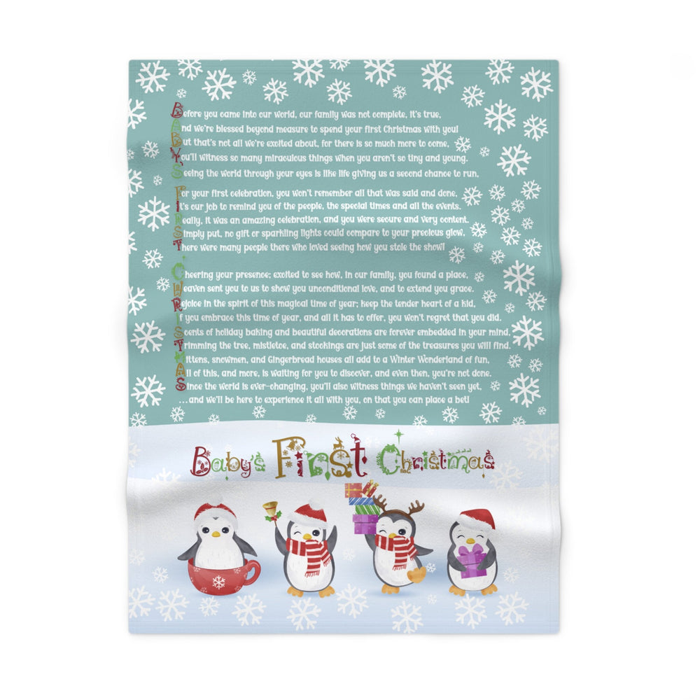 Baby's First Christmas Baby Penguin Blanket for Shower or Christmas Gift, Nursery Decor for Newborn