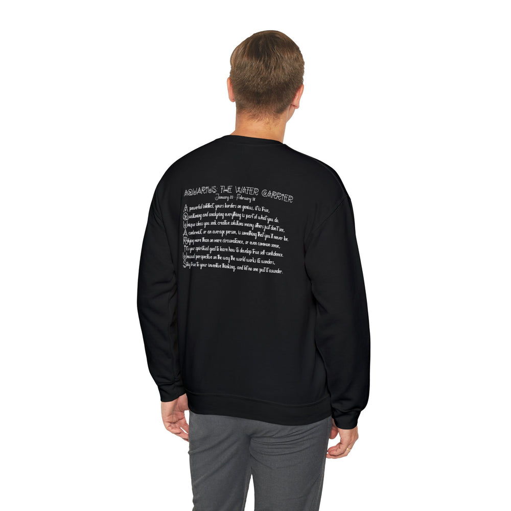 Astrology Sweatshirt with Acrostic Poem Spelling out "Aquarius". Great Birthday or Christmas Horoscope Sign Gift for Any Zodiac Lover.