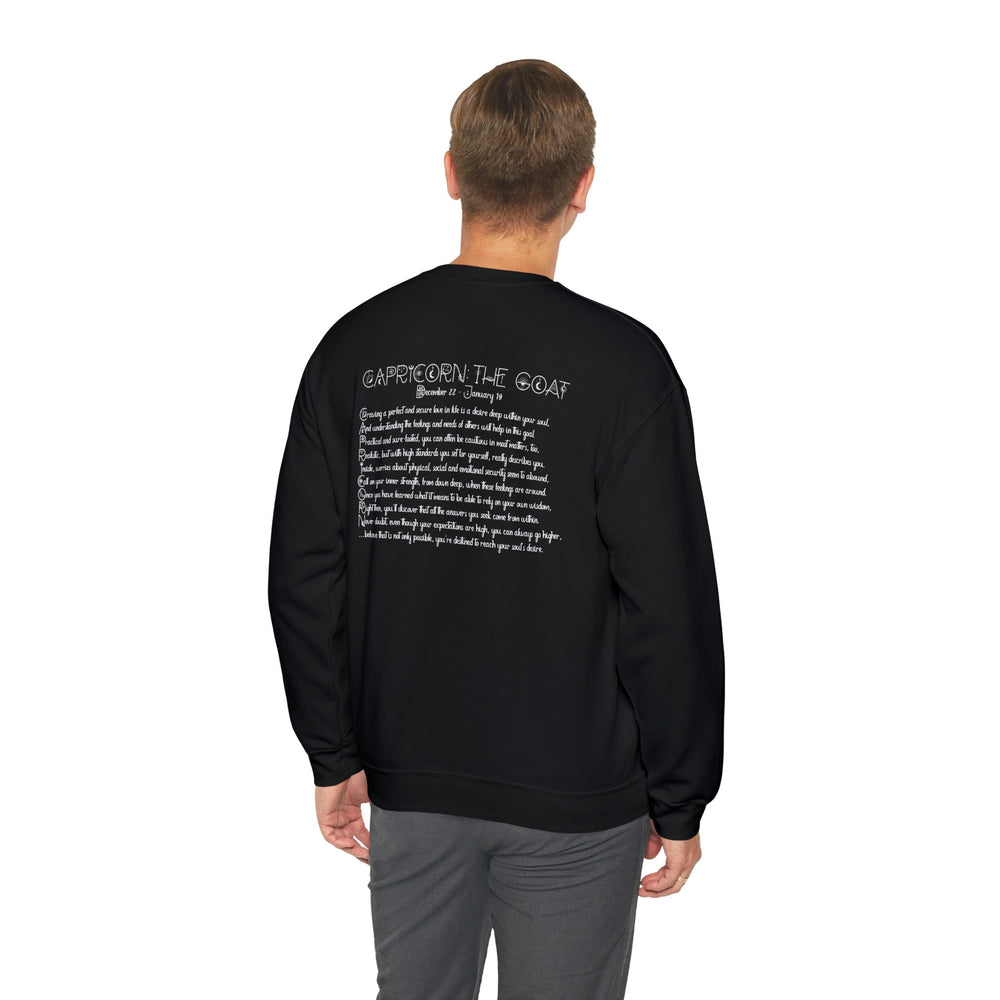 Astrology Sweatshirt with Acrostic Poem Spelling out "Capricorn". Great Birthday or Christmas Horoscope Sign Gift for Any Zodiac Lover.
