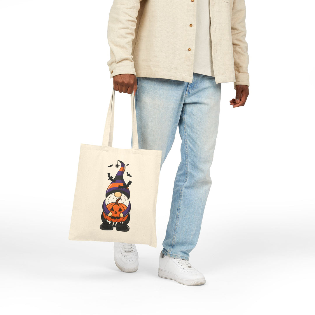 "Happy Halloween" Acrostic Poem Canvas Candy Tote Bag - Gnome - No Personalization