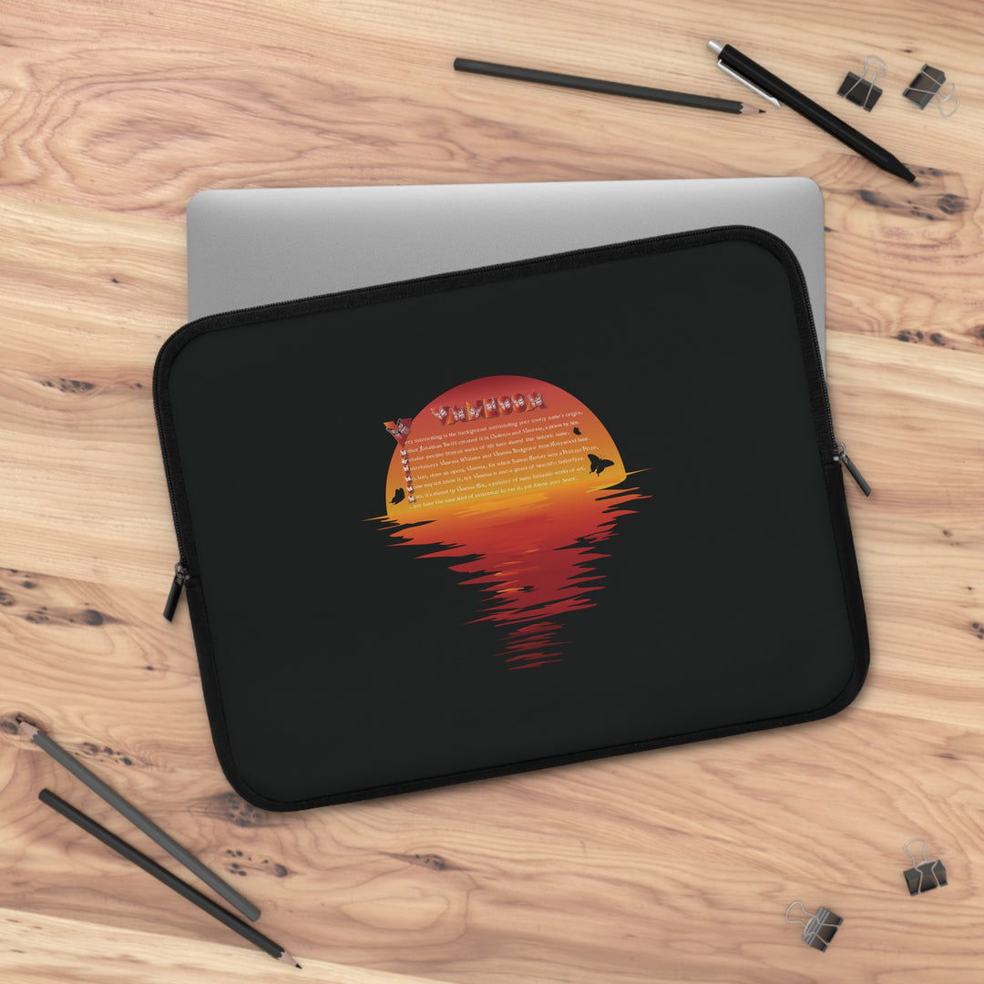 Namesakes Acrostic Poem Neoprene Laptop Sleeve - Solid Black Back