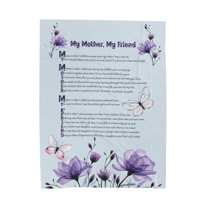 It's Just a Phrase Velveteen Plush Blanket with Acrostic Poem "My Mother, My Friend" - Lovely Flowers Design