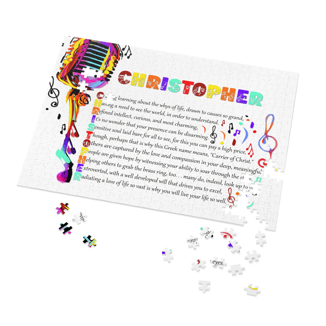 Namesakes Acrostic Name Poem Jigsaw Puzzle - Musical Notes and Mic - Tin Box