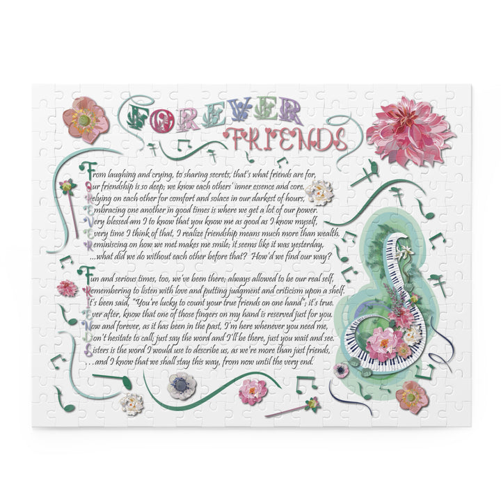 Forever Friends Acrostic Jigsaw - Musical Notes and Flowers
