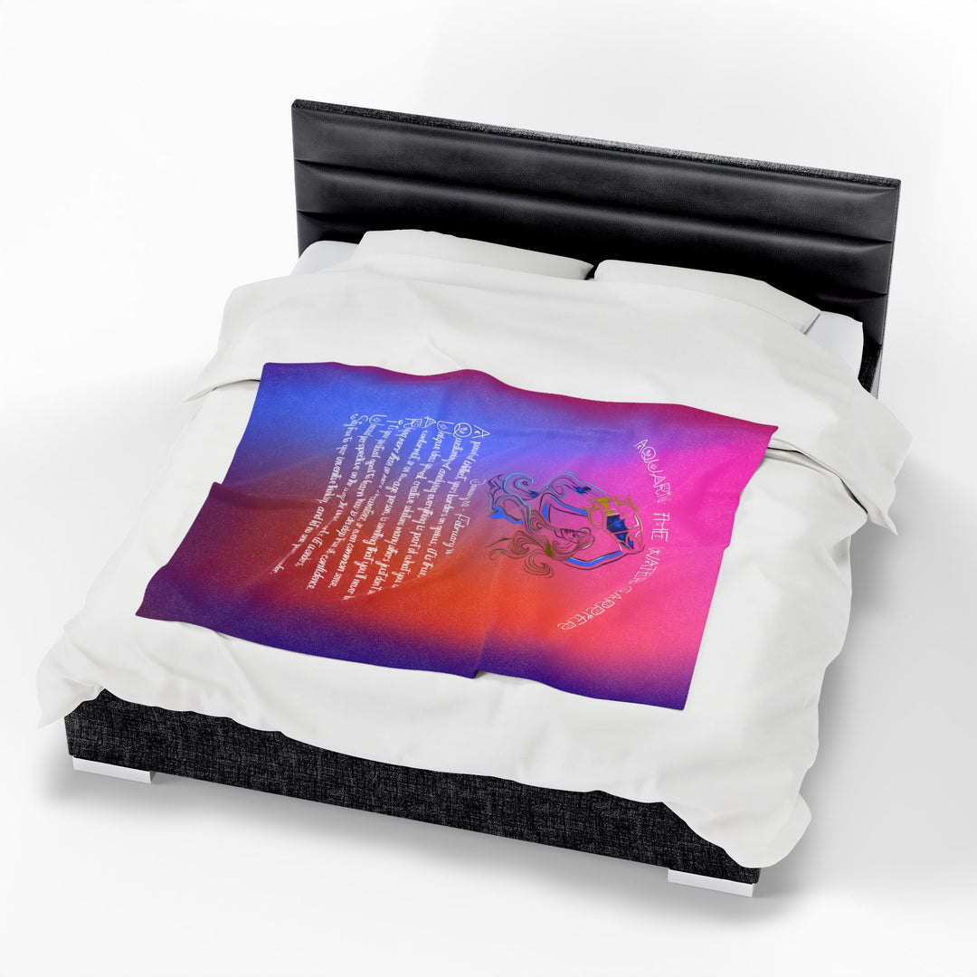 Aquarius Acrostic Poem Velveteen Plush Blanket - Colored