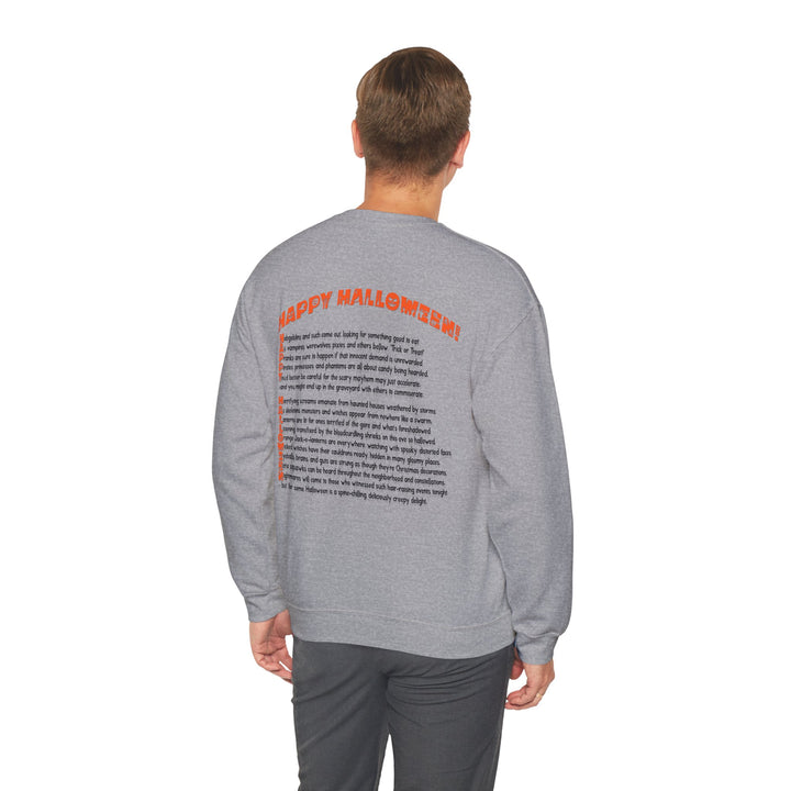 Happy Halloween Acrostic Poem Sweatshirt - "Rock On" Hand and Zombies