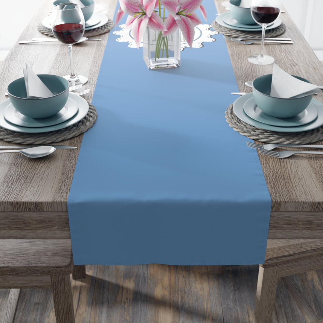 “A Baby is Born” Table Runner - Baby Items Font - Blue - No Personalization