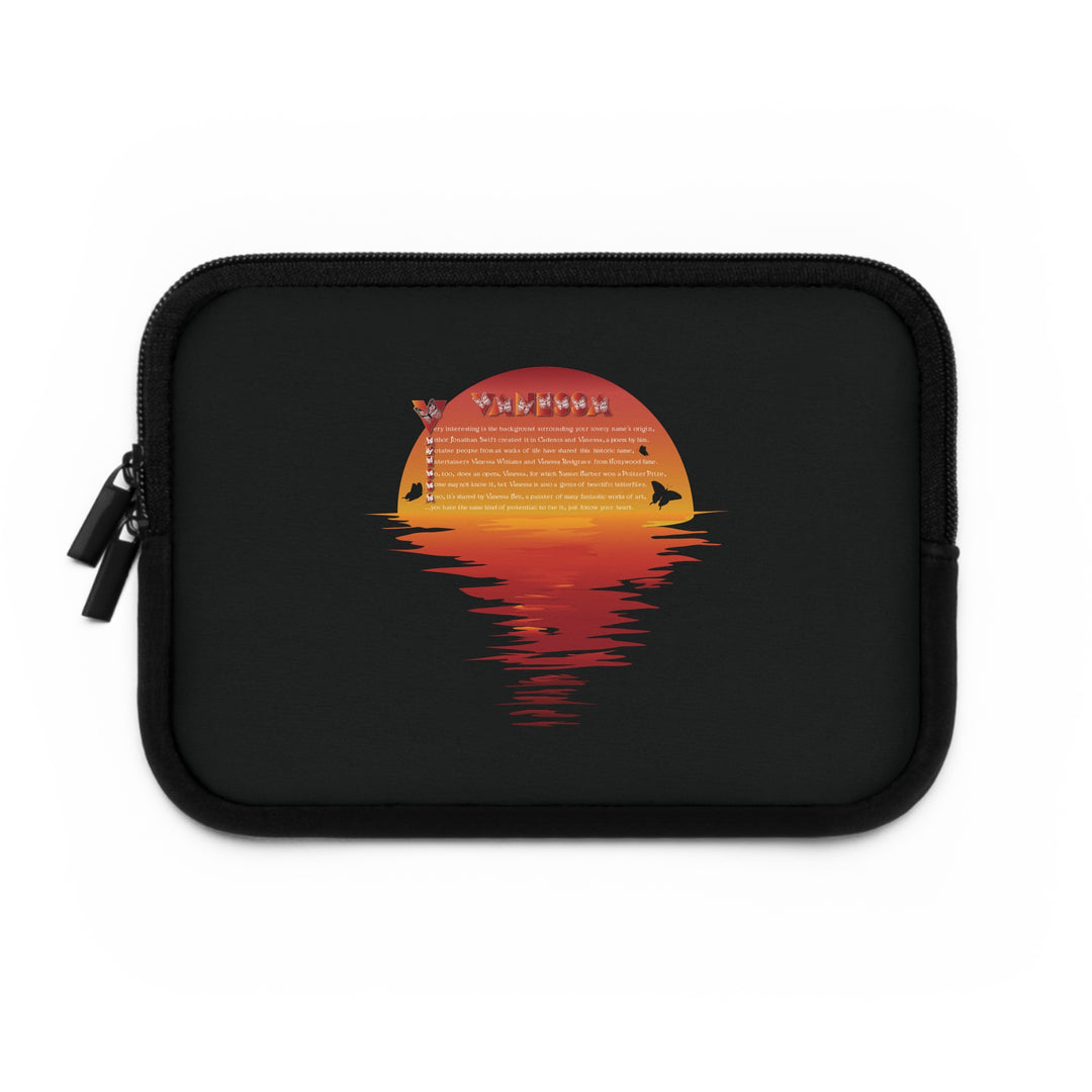 Namesakes Acrostic Poem Neoprene Laptop Sleeve - Solid Black Back