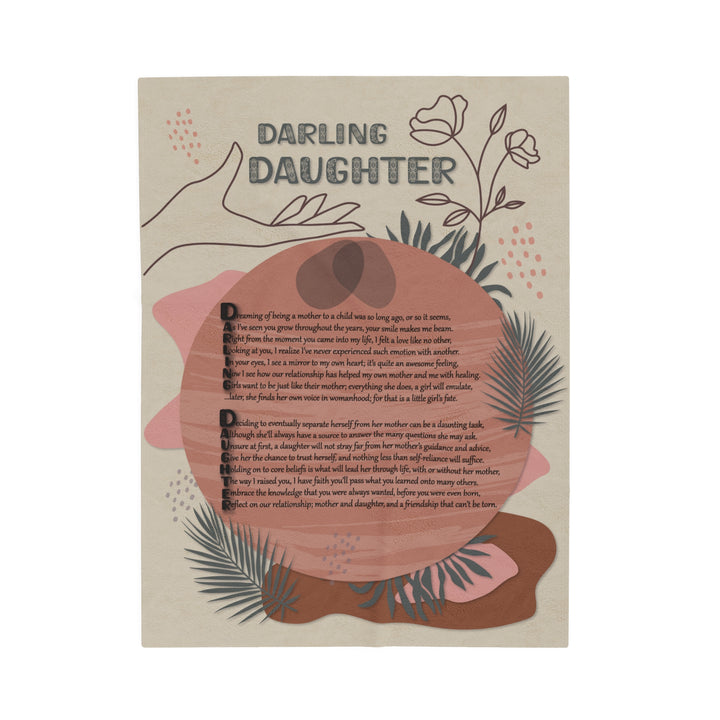 It's Just a Phrase Velveteen Plush Blanket with Acrostic Poem "Darling Daughter" - Boho Design