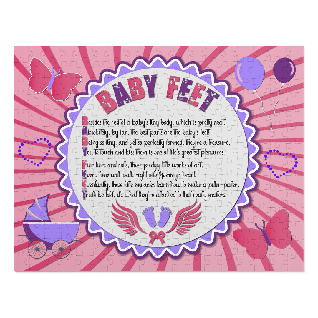 Baby Feet Acrostic Poem Puzzle - Baby feet - Pink-Wings - Tin Box