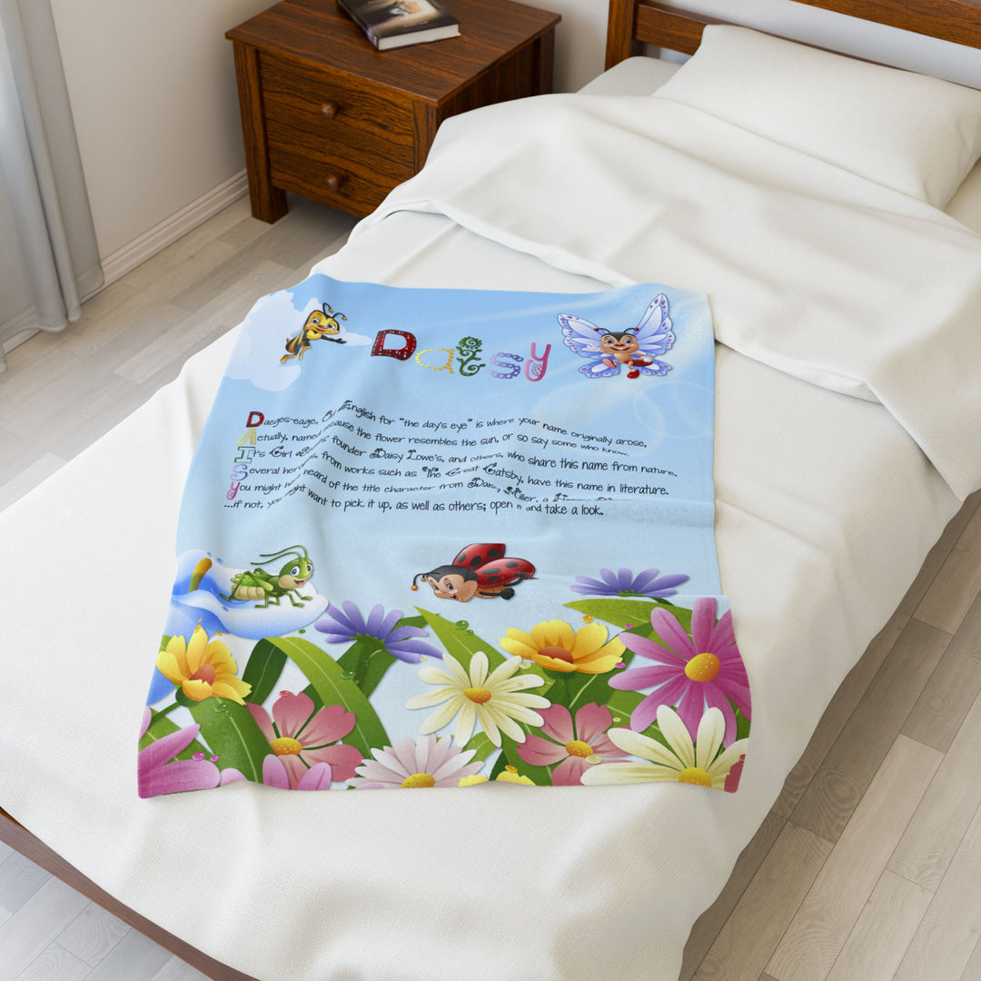 Namesakes Acrostic Poem Velveteen Plush Blanket - Flowers-Insects
