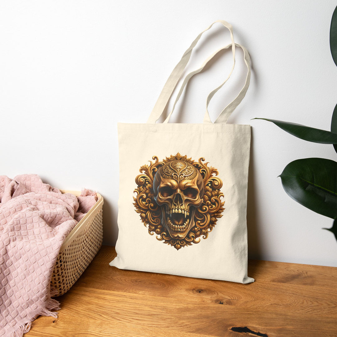 "Happy Halloween" Acrostic Poem Canvas Candy Tote Bag - Creepy Skull- No Personalization