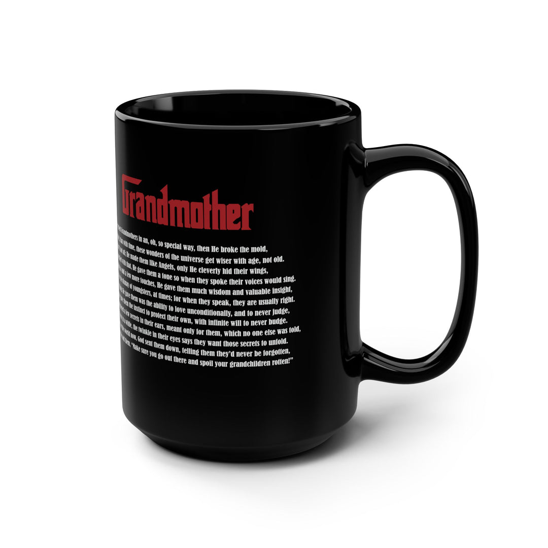 "Grandmother" Acrostic Poem Black Mug - 15oz