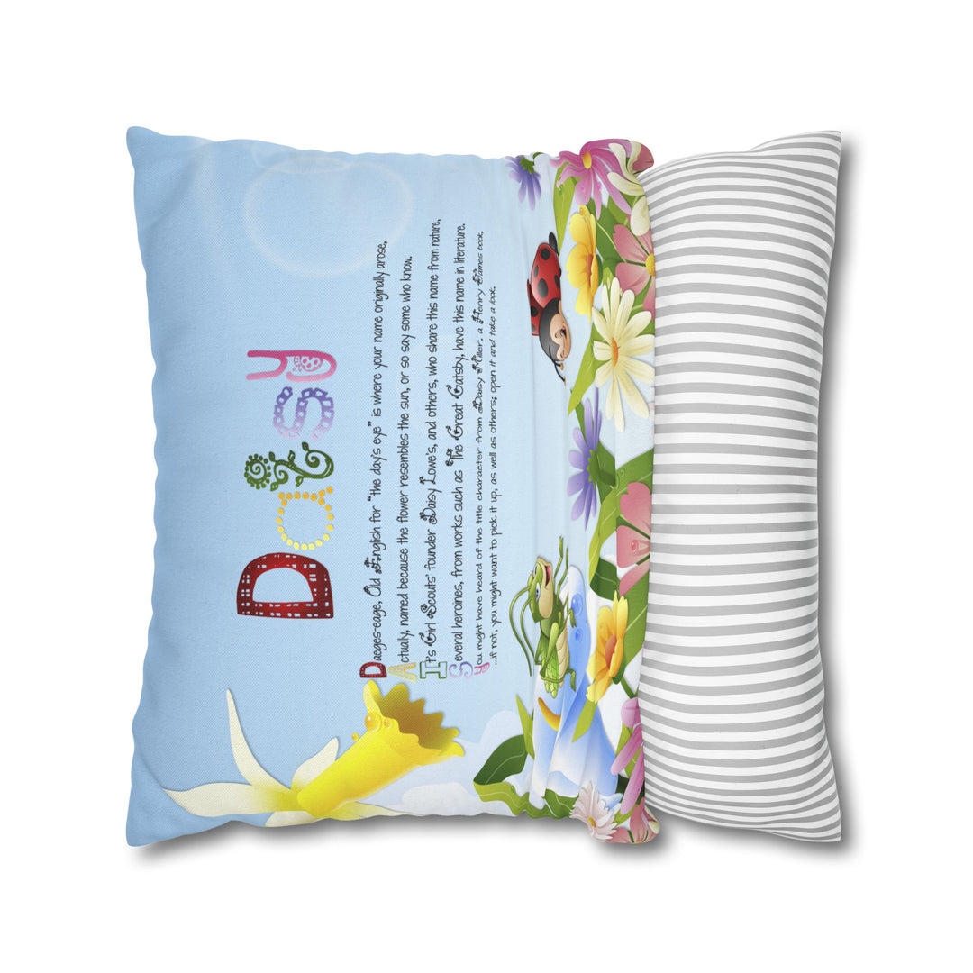 Namesakes Acrostic Poem Pillow Cover - Flower and Insect Design
