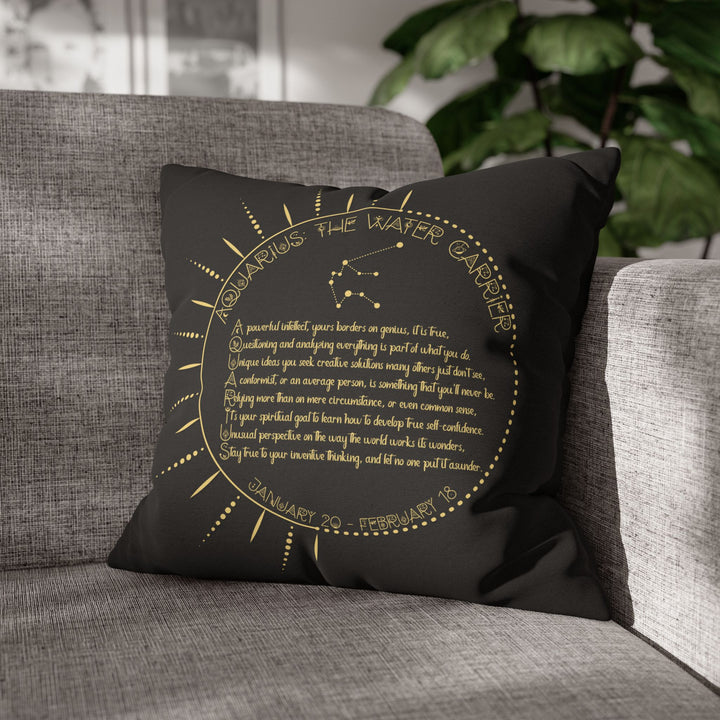 Aquarius Acrostic Poem Pillow Cover