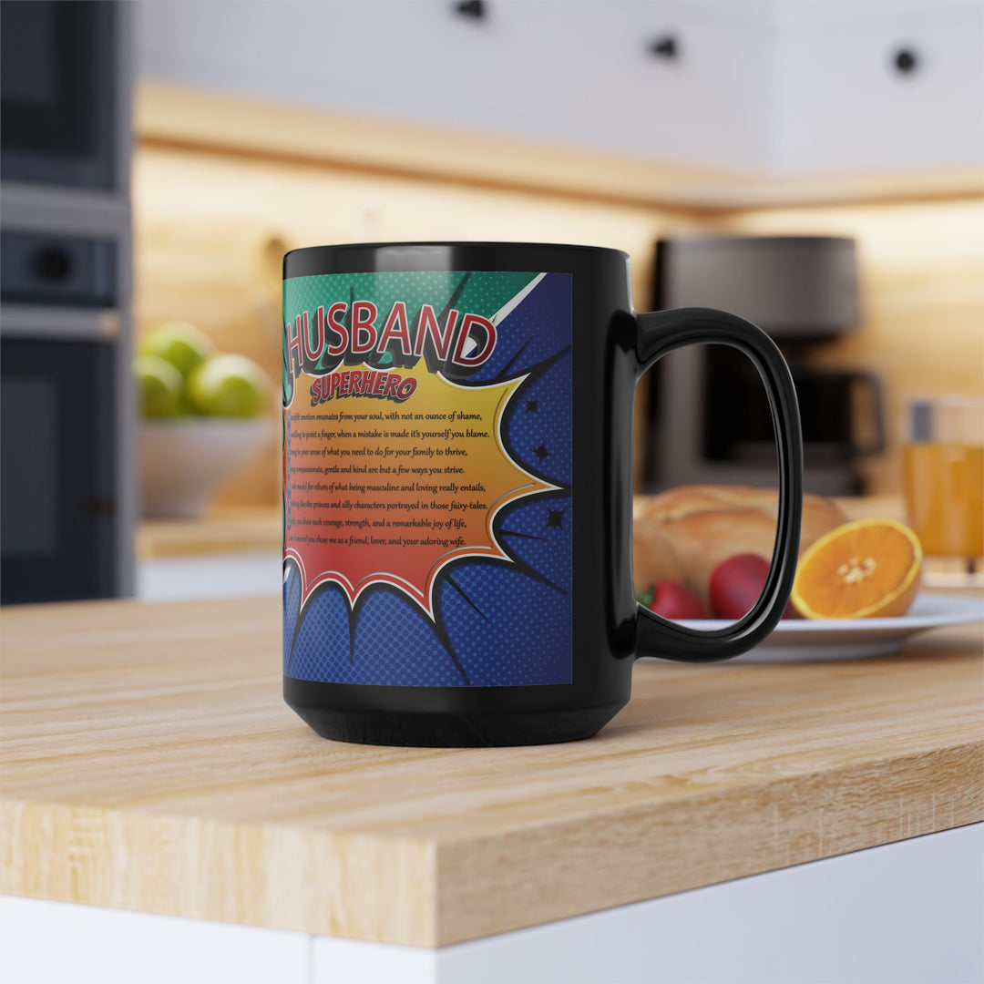 "Husband" Acrostic Poem Black Mug - 15oz