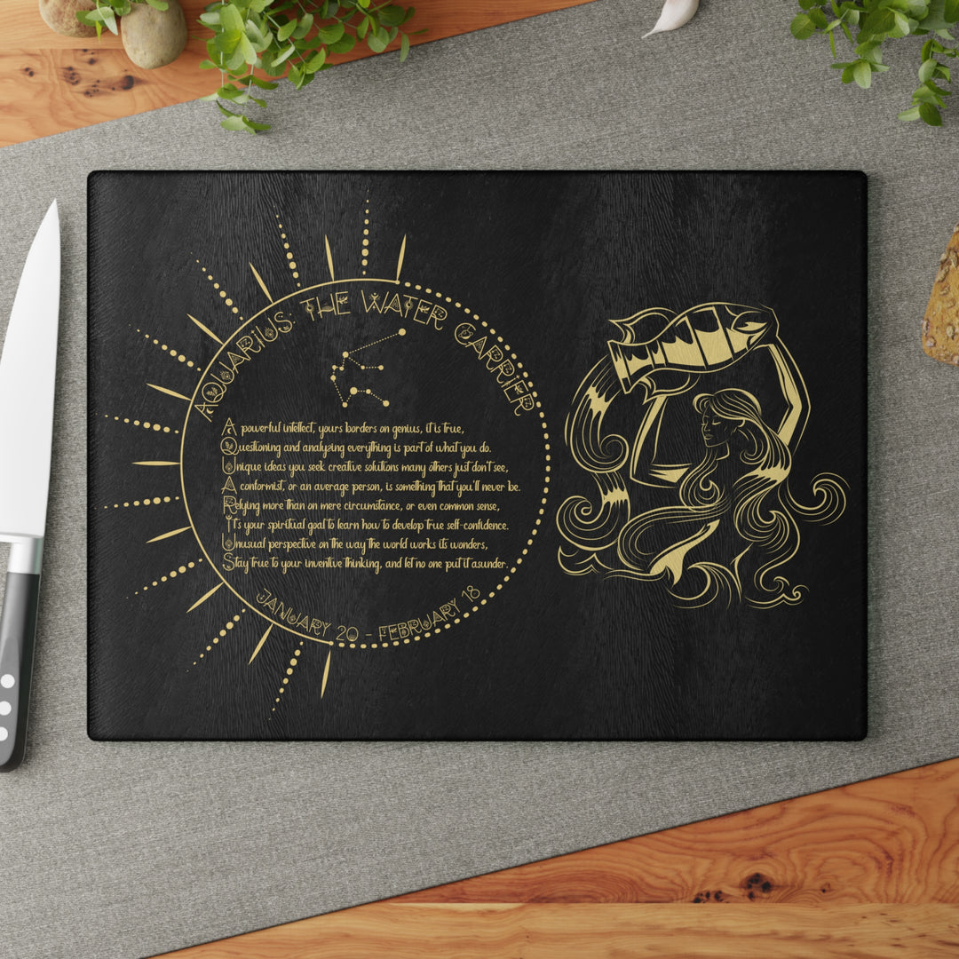 Aquarius Acrostic Poem Glass Cutting Board