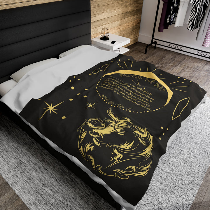 Written in the Stars Velveteen plush blanket with acrostic poem spelling out "Taurus"