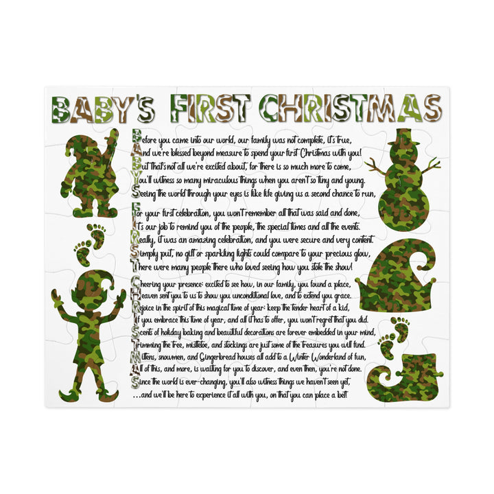 Baby's First Christmas Acrostic Poem Jigsaw Puzzle - Camo - Tin Box