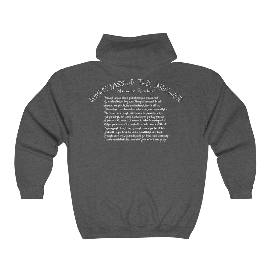 Written in the Stars Unisex Full Zip Hooded Sweatshirt - Sagittarius