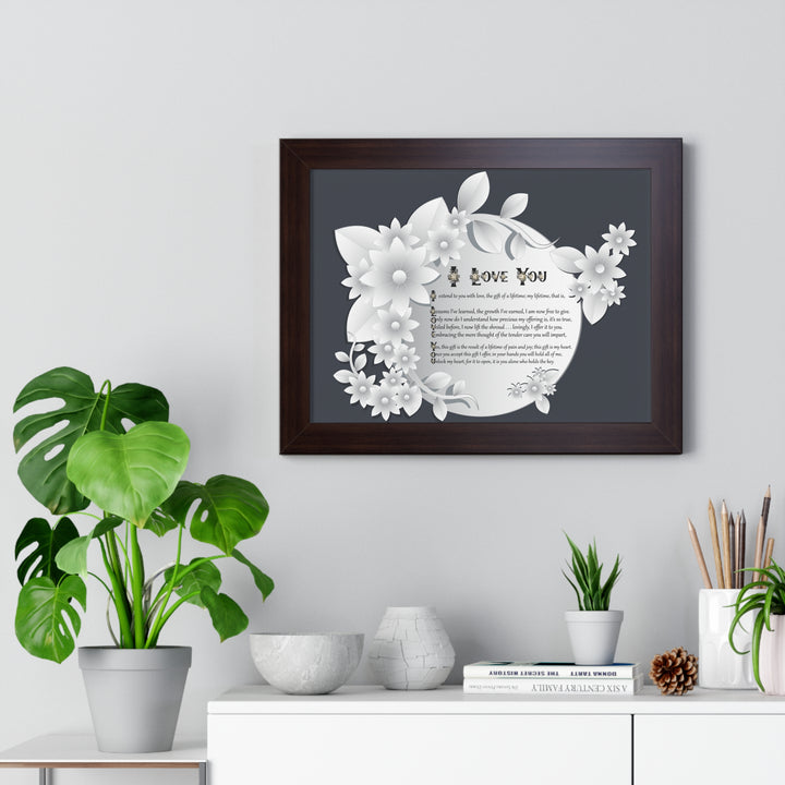It's Just a Phrase "I Love You" Framed Acrostic Poem Print- Floral