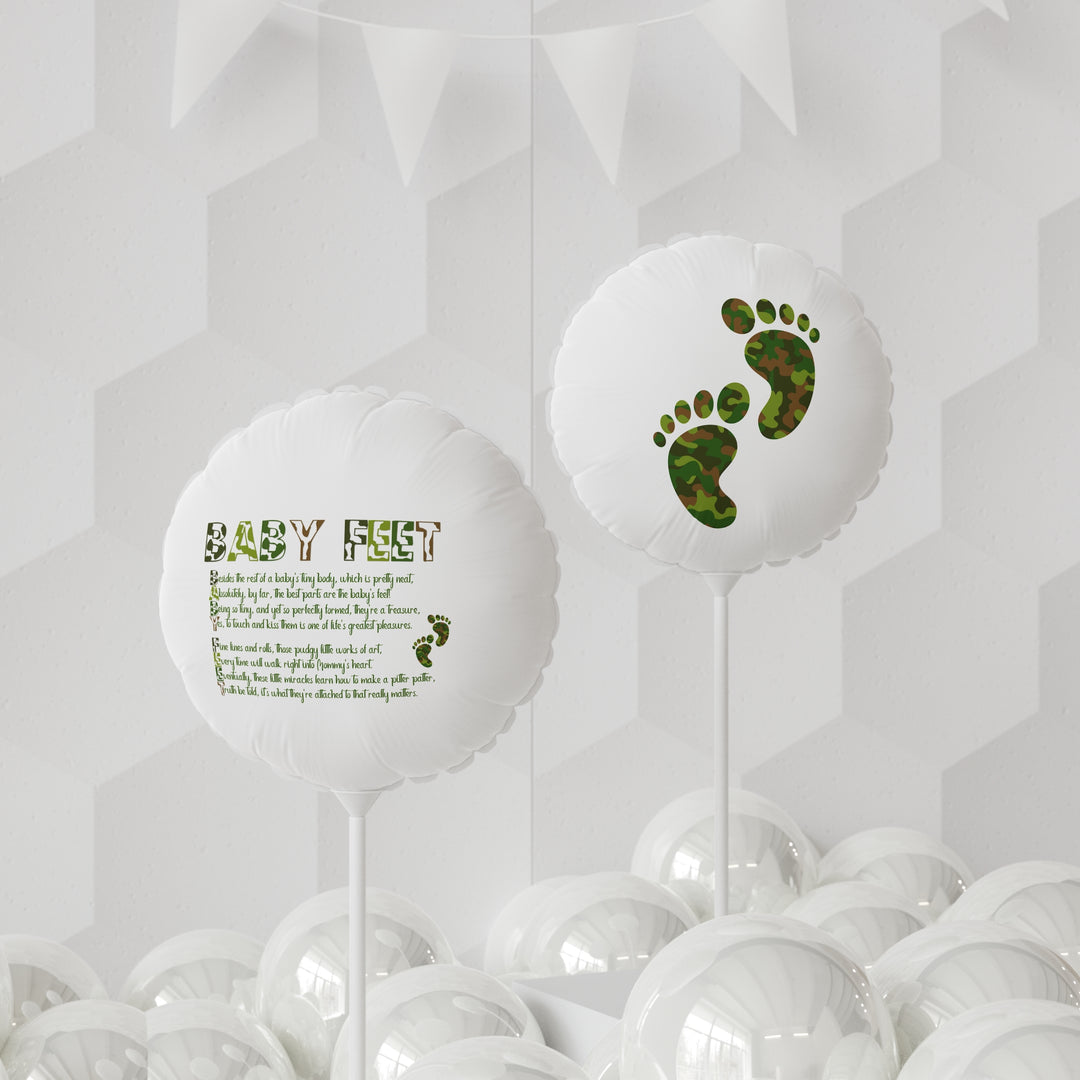 Baby Feet 11" Acrostic Poem Balloon - Camo - No Personalization
